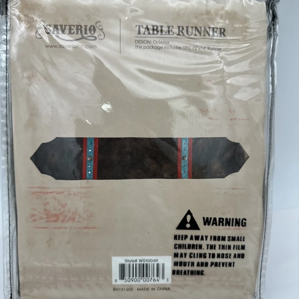 New Table Runner Classic Western Style Odessa Brown Turquoise Saverio 72